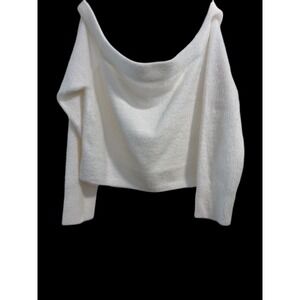 GOOD AMERICAN‎ Cozy Off Shoulder Sweater Top 3XL Cream Fuzzy Knit